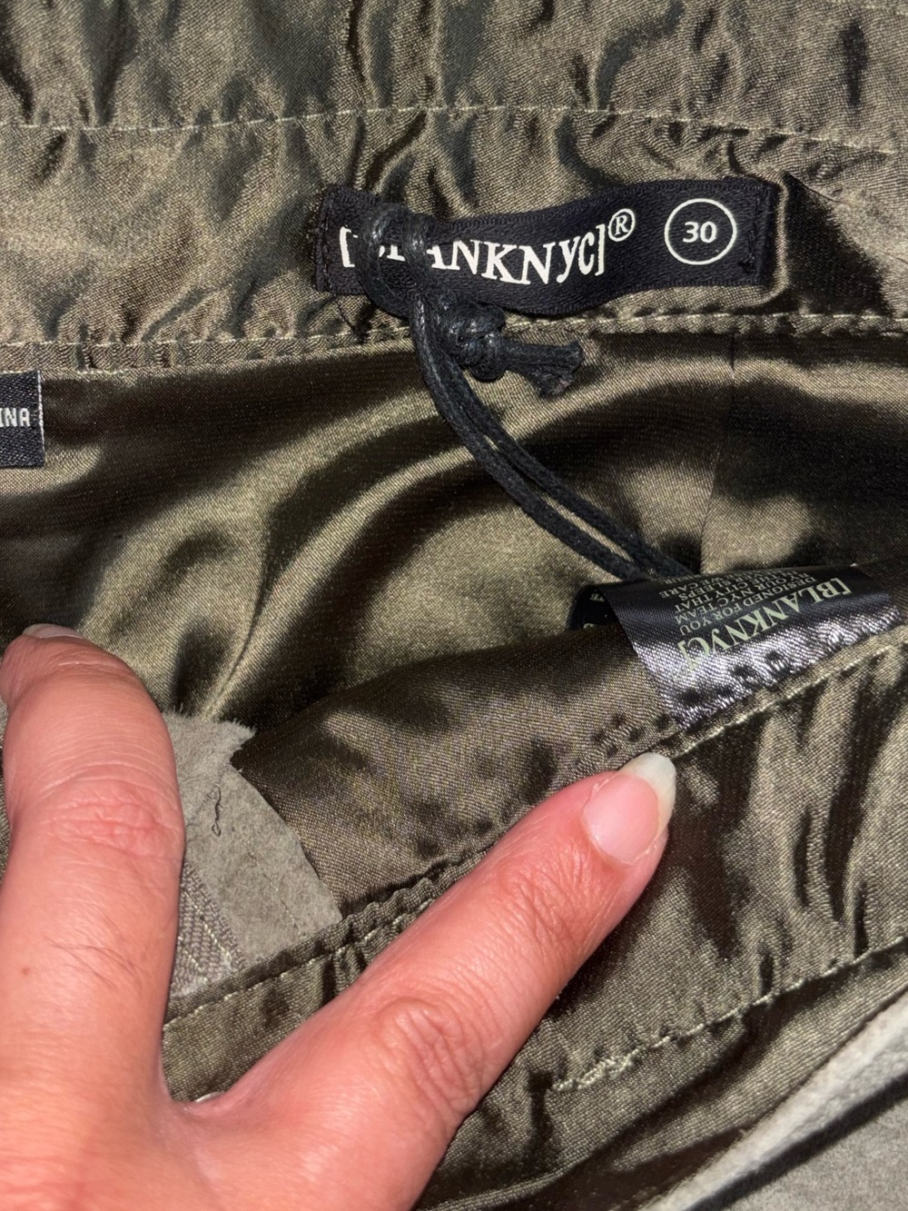 Blank NYC Olive Suede High Waist Paperbag Shorts - Picture 3 of 3